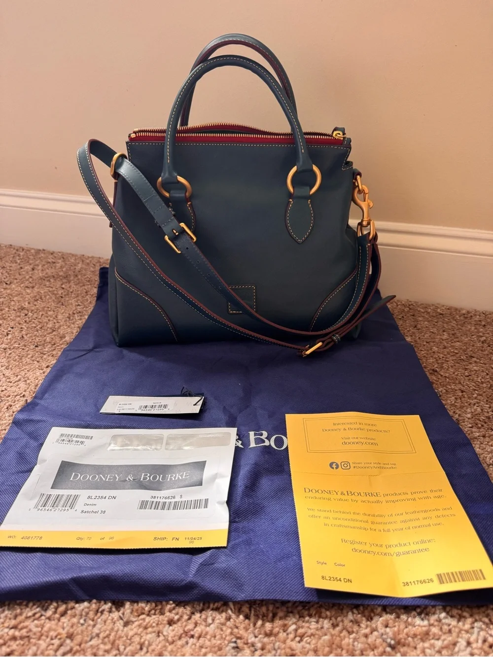 Dooney and Bourke Satchel 38 in Denim - Picture 2 of 9